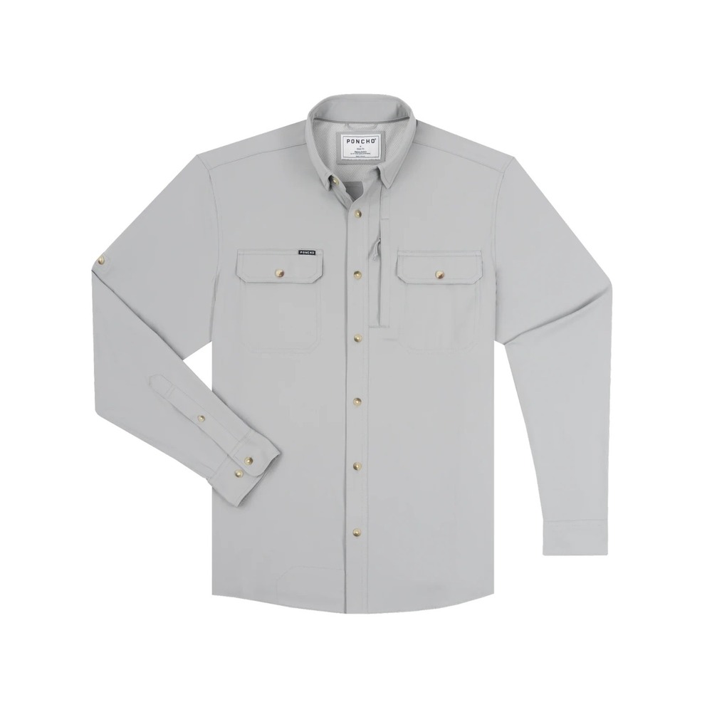 Poncho The Gray Ghost Shirt Mens 2XL Gray Regular Performance Nylon Long Sleeve